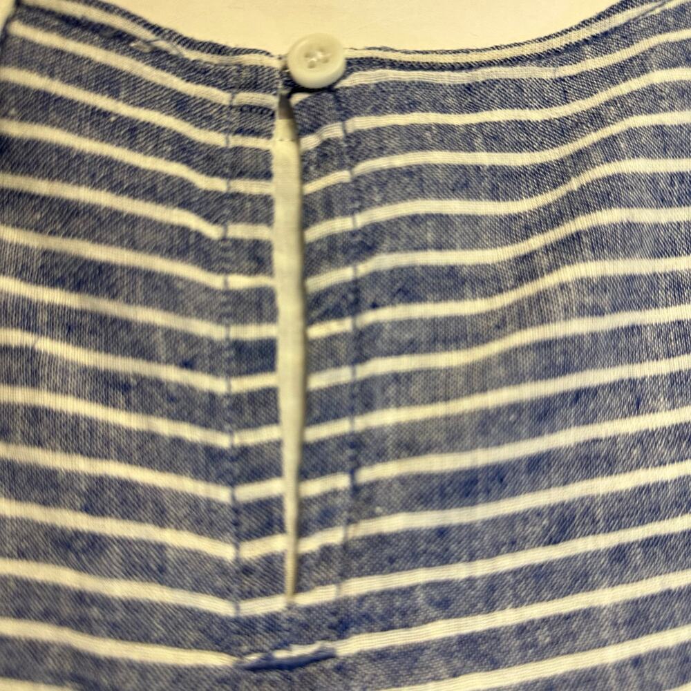 Beachlunchlounge Linen Striped Shift Dress Womens L Blue White Sleeveless - Picture 9 of 9